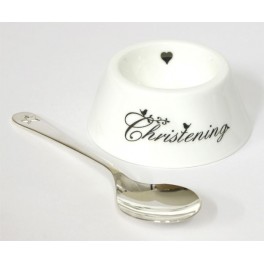 China Christening Egg Cup and Spoon