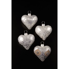 Glass Heart Decorations x 4