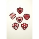 Red Glass Mini Heart Decorations x 6