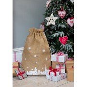 Christmas Hessian Sack with snowflake or winter scene design